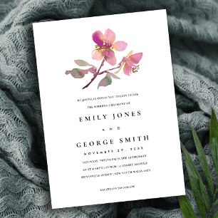 ROSA CHERRY BLOMMAR BLOMMIGT WEDDING INVITE TACK KORT