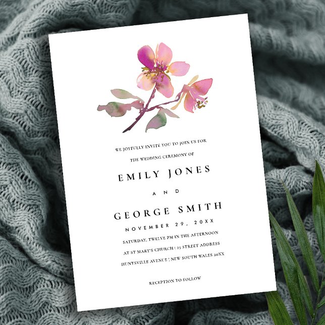  ROSA CHERRY BLOMMAR BLOMMIGT WEDDING INVITE TACK KORT (Skapare uppladdad)