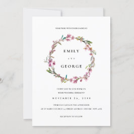 ROSA CHERRY BLOMMAR BLOMMIGT WREATH WEDDING INVITE TACK KORT