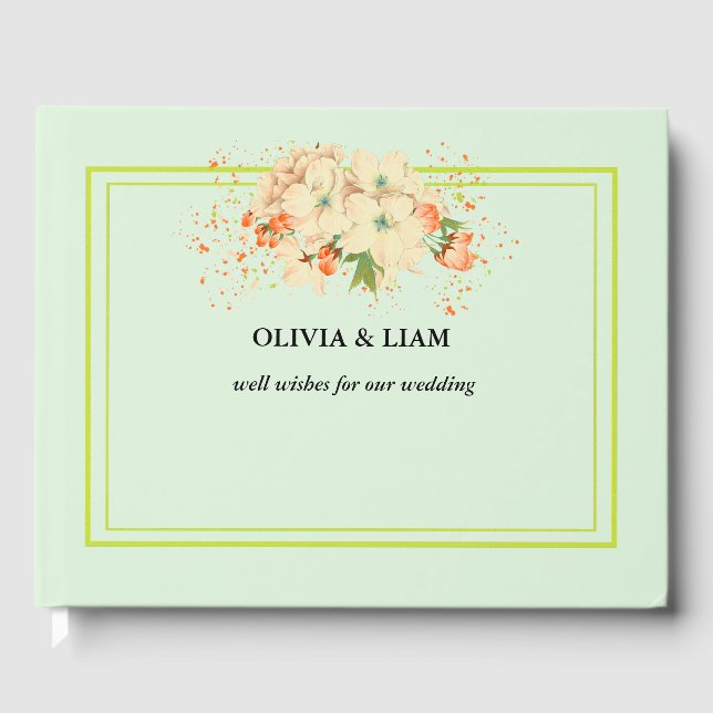 Rosa Cherry Blommar , Bröllop Guest Bok (Framsida)