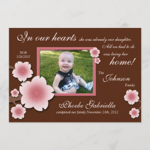 Rosa Cherry Blommar & Brown Adoption Meddelanden