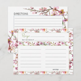 Rosa Cherry Blommar Elegant bröllop Recept Card Anteckningskort