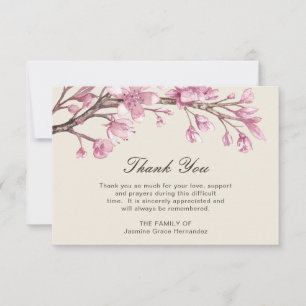 Rosa Cherry Blommar Elegant Funeral Sympathy Tack Kort