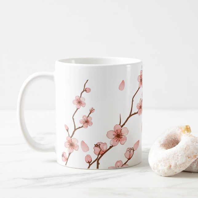 Rosa Cherry Blommar Flower Coffee Mugg (Med munk)