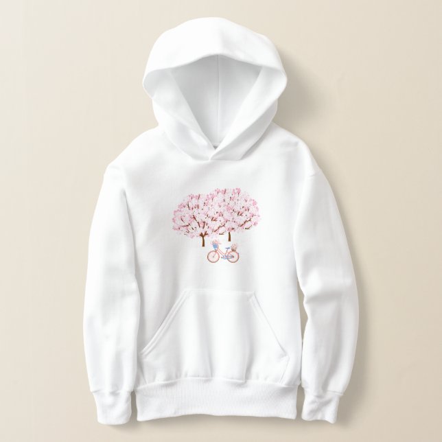 Rosa Cherry Blommar Flower Mörk blått Cycle T Shirt (Laydown)