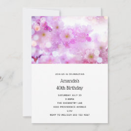 Rosa Cherry Blommar Flowers Photo Birthday Inbjudningar