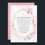 Rosa Cherry Blommar Geometric Bat mitzvah Inbjudningar<br><div class="desc">Trendigets vattenfärgsfärg rosa sakura bat mitzvah inbjudan med ro guld-geometriska ram designat för att snabbt och enkelt kunna anpassas till dina händelsespecifikationer.</div>