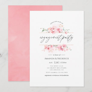 Rosa Cherry Blommar Geometric Förlovningsfest Inbjudningar