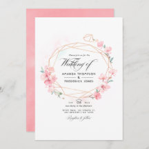 Rosa Cherry Blommar Geometric QR Code OSA Bröllop