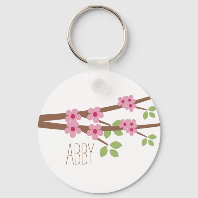 Rosa Cherry Blommar Keychain - Anpassa Nyckelring (Framsida)
