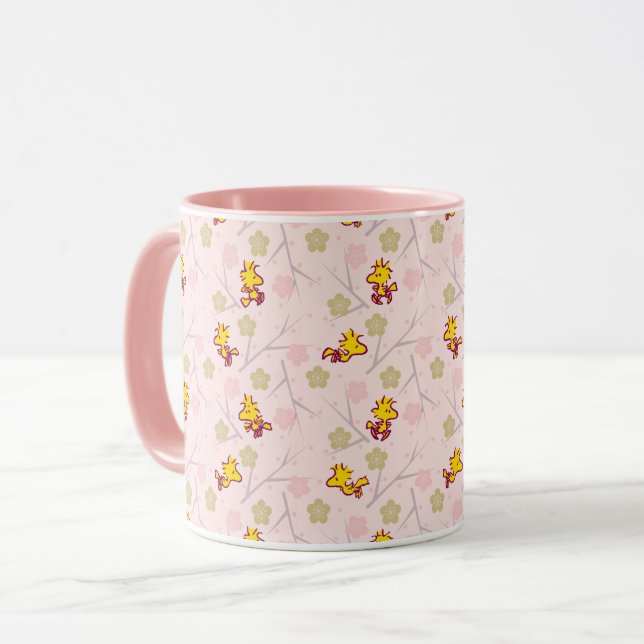 Rosa Cherry Blommar Mönster Mugg (Framsida vänster)