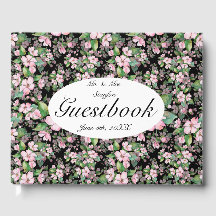 Rosa Cherry-Blommar på Svarta Bröllop-gästen Bok