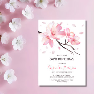 Rosa Cherry Blommar Sakura Birthday Inbjudningar