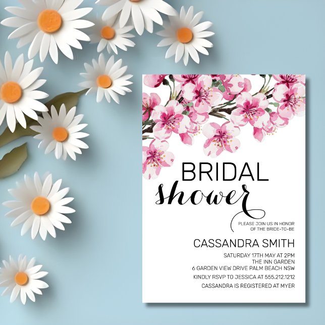 Rosa Cherry Blommar Sakura Flower Möhippa Inbjudningar (Skapare uppladdad)