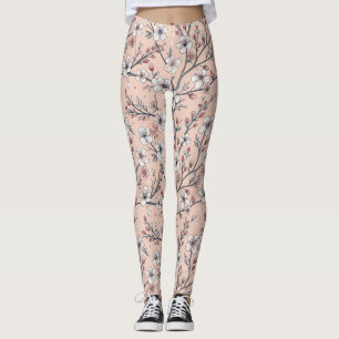 Rosa Cherry Blommar Sakura Mönster om Rosa (1) Leggings