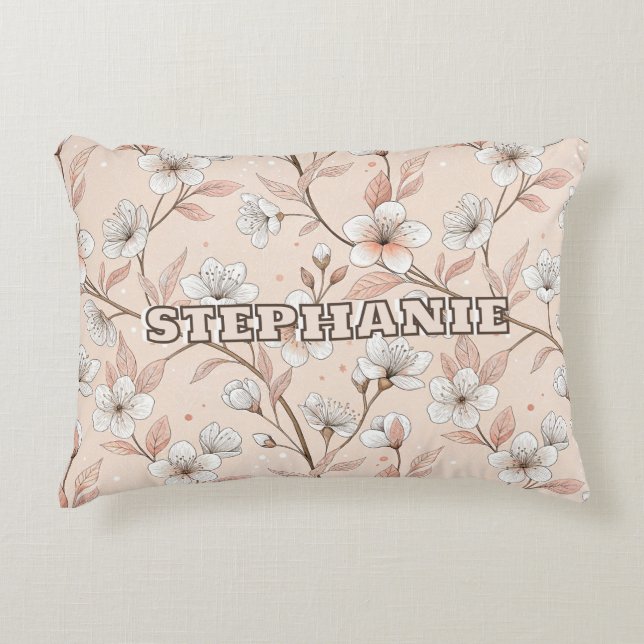 Rosa Cherry Blommar Sakura Mönster om Rosa (2) Prydnadskudde (Framsidan)