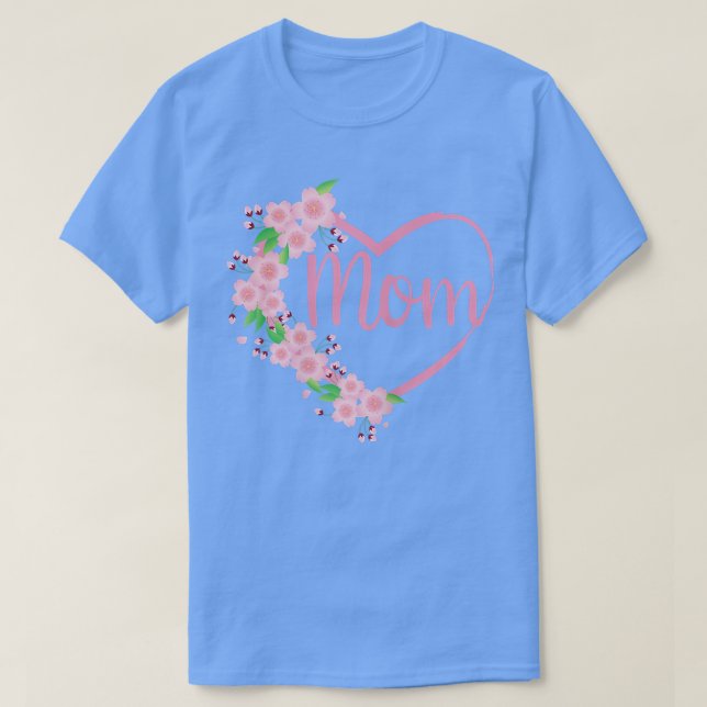 Rosa Cherry Blommar Sakura Omgivande ett H T Shirt (Design framsida)