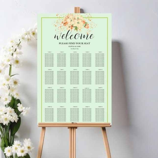 Rosa Cherry Blommar, sätesdiagram för Bröllop Poster (Skapare uppladdad)