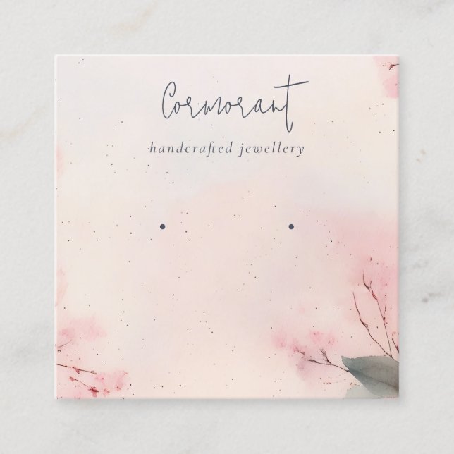 Rosa  Cherry Blommar Stud Earring Holder Fyrkantigt Visitkort (Framsida)