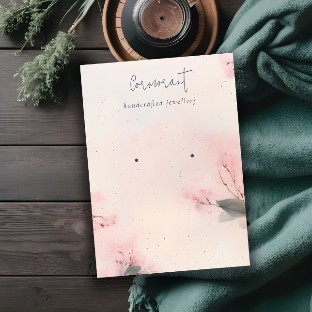 Rosa  Cherry Blommar Stud Earring Visning Visitkort (Skapare uppladdad)