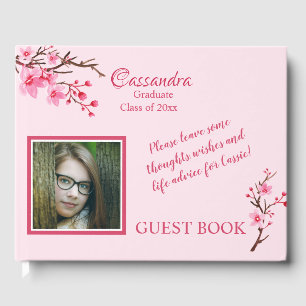 Rosa Cherry Blommar Studenten Guest Bok