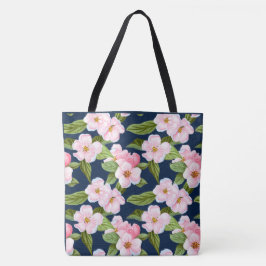 Rosa Cherry Blommar Tote Bag Tygkasse
