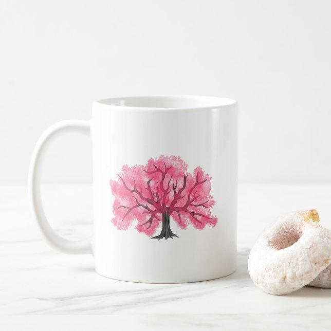 Rosa Cherry Blommar Träd Personlig mugg (Med munk)