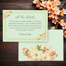 Rosa Cherry Blommar , uppgifter om Bröllop Tilläggskort