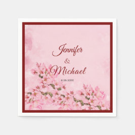 Rosa Cherry Blommar Vår bröllop Pappersservett