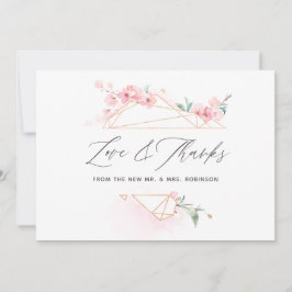 Rosa Cherry Blommar Vår bröllop Photo Tack Kort