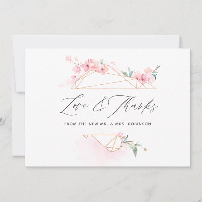 Rosa Cherry Blommar Vår bröllop Photo Tack Kort (Framsida)