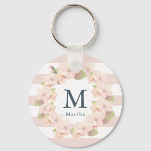Rosa Cherry Blommar WAN Rand Monogram Nyckelring