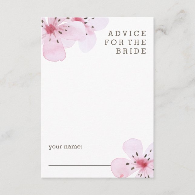 Rosa Cherry Blommars Advice for Bride Rådkort (Framsida)
