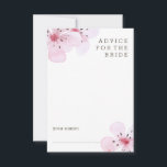 Rosa Cherry Blommars Advice for Bride Rådkort<br><div class="desc">De här snyggtarna är perfekt för dina spel i möhippan! Varje gäst kan ta ett kort och lämna sina egna personliga råd till bruden. Utformningen har blommar för rosa av körsbär på elegant på vit bakgrund.</div>