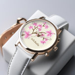 Rosa Cherry Blommars Armbandsur<br><div class="desc">Fin blommigt har en elegant och söt illustration av en körsbärsblomma eller japanska Sakura-blommor och kan vara personlig med ditt namn,  monogram,  initialer eller valfri text för en mycket speciell gåva!</div>