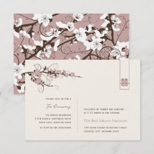 Rosa Cherry Blommars Asian WedReception Inbjudningar