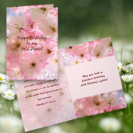 Rosa Cherry Blommars Birthday Blesscard Kort