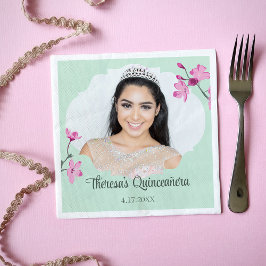 Rosa Cherry Blommars, Mint Grönt, Photo Pappersservett