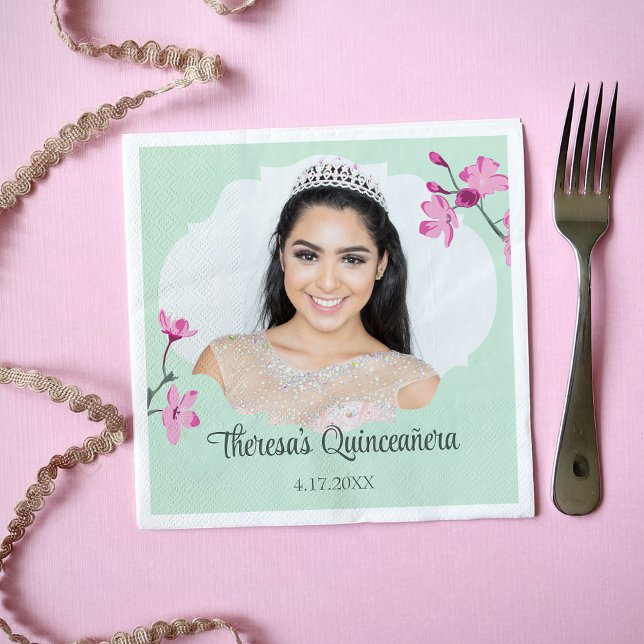 Rosa Cherry Blommars, Mint Grönt, Photo Pappersservett (Skapare uppladdad)