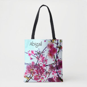 Rosa Cherry blommars - monogrammad Tygkasse