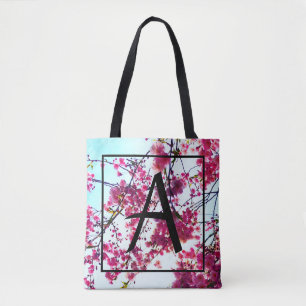 Rosa Cherry blommars - monogrammad Tygkasse