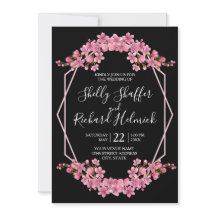 Rosa Cherry Blommars on Black Bröllop