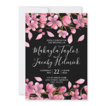 Rosa Cherry Blommars on Black Bröllop