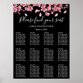 Rosa Cherry Blommars on Black Seths Chart Poster