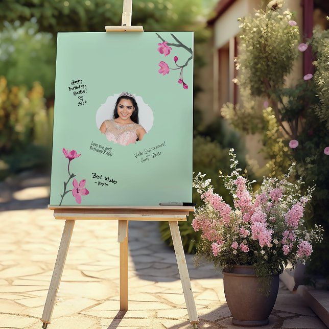 Rosa Cherry Blommars Photo Namnteckning Poster (Skapare uppladdad)