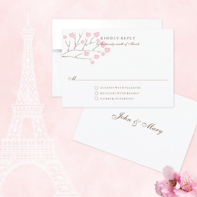Rosa Cherry Blommars Romantic Bröllop OSA Card (Skapare uppladdad)