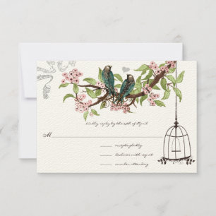 Rosa Cherry Blommars Teal Birdcage OSA Kort