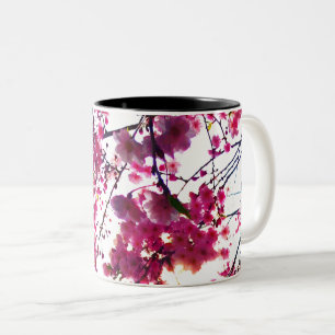Rosa Cherry blommars Två-Tonad Mugg