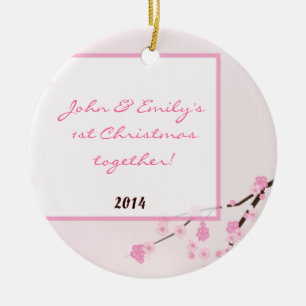 Rosa Cherry Blosom Personlig Namn Ornament