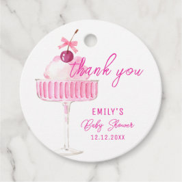 Rosa Cherry Champagne Brunch Baby Shower Tack Gåvor Etiketter